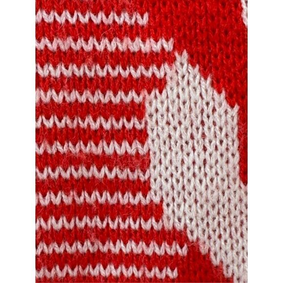 Albee women’s vintage 70s red white bowling cardigan sweater retro v-neck - Picture 4 of 8